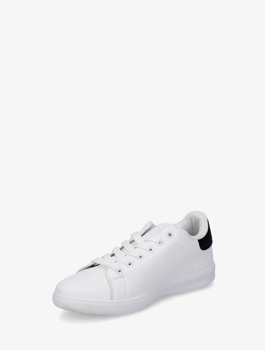 Sneakers basiques en simili - Noir/blanc - 3