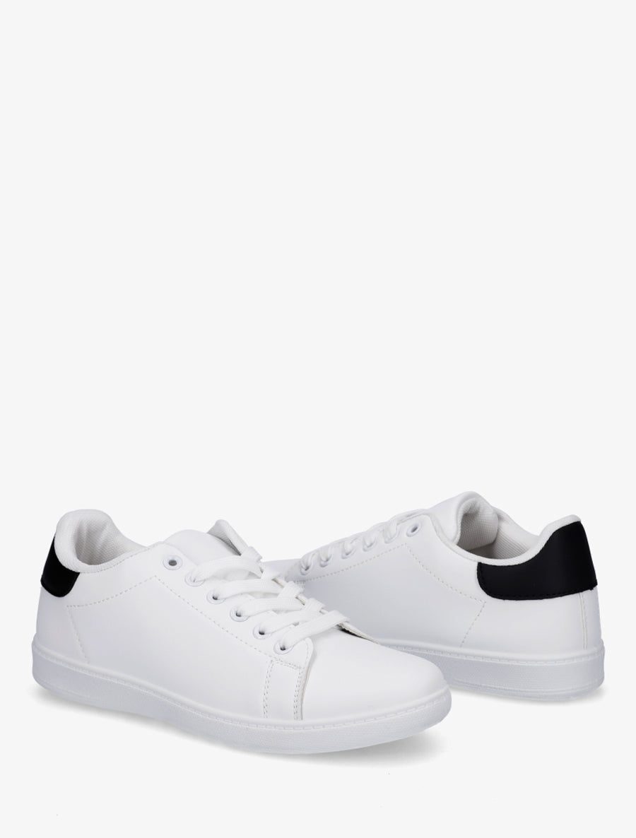 Sneakers basiques en simili - Noir/blanc - 4