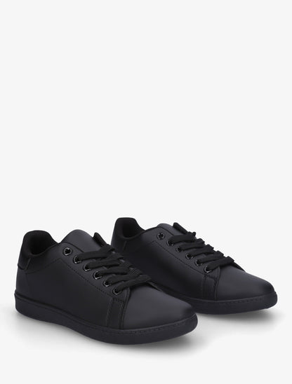 Sneakers basiques en simili - Noir - 4
