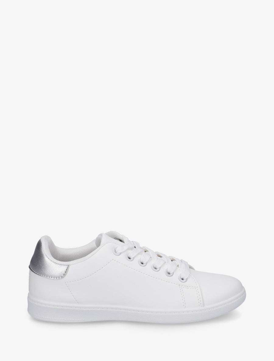 Sneakers basiques en simili - Argent - 1