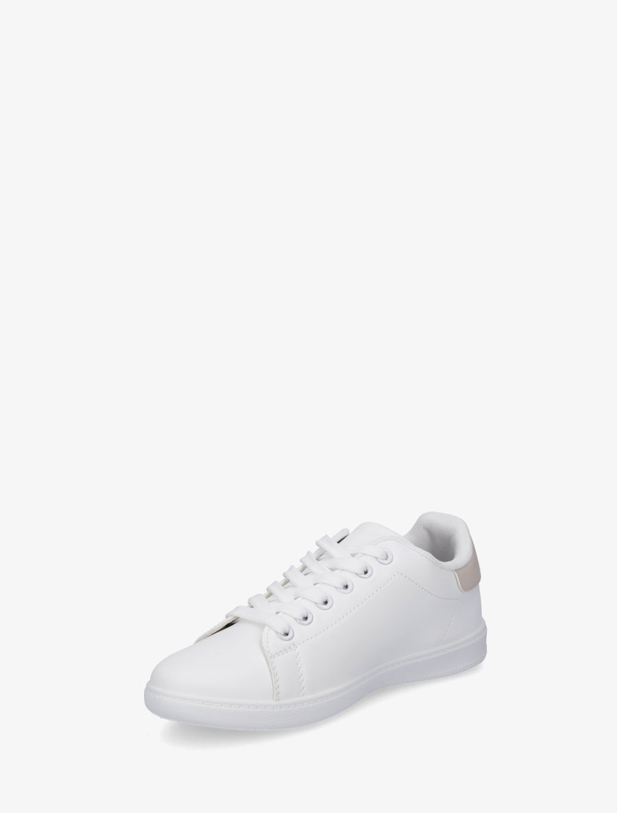 Sneakers basiques en simili - Beige - 3