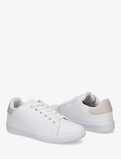 Sneakers basiques en simili - Beige - 4