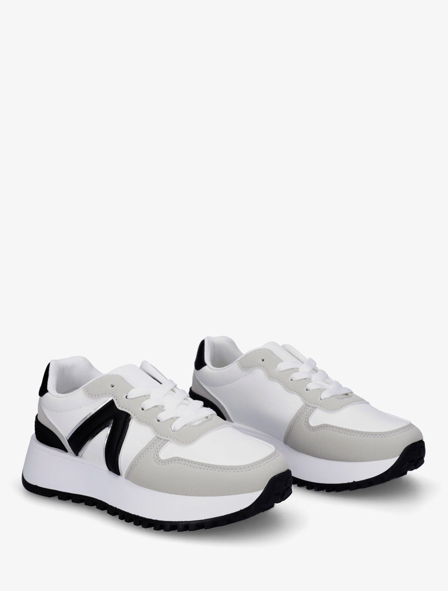 Baskets à empiècement graphique - Gris clair - 4