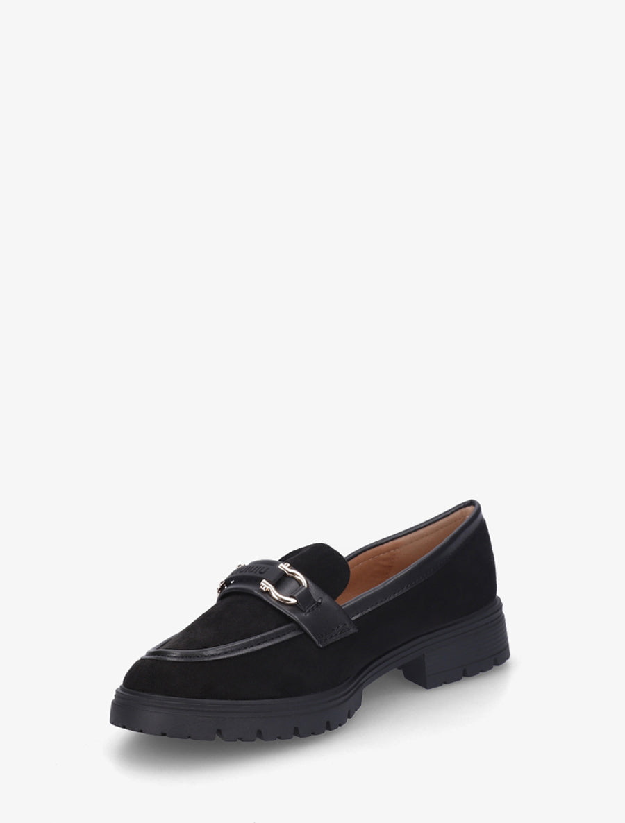 Mocassins en suédine à boucle décorative - Noir - 3