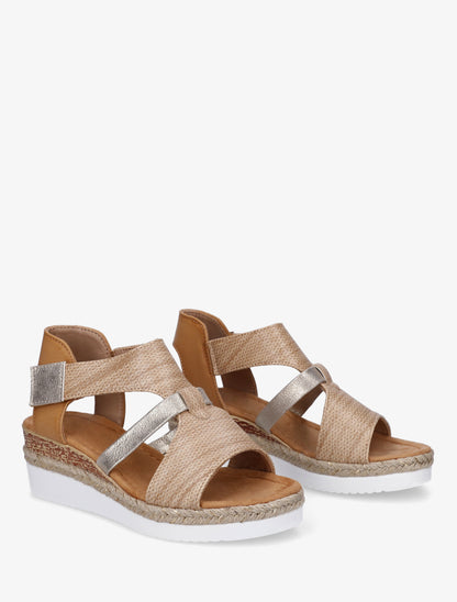 Sandales compensées à bride texturée - Taupe - 4