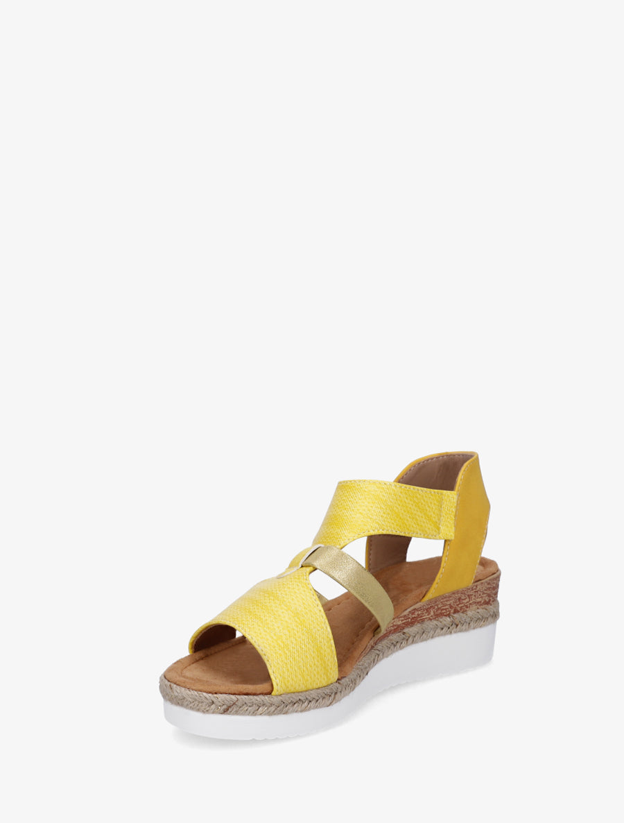 Sandales compensées à bride texturée - Jaune - 3
