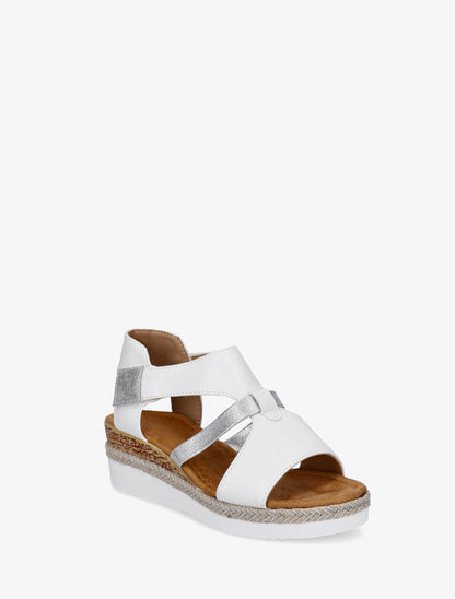 Sandales compensées à bride texturée - Blanc - 2