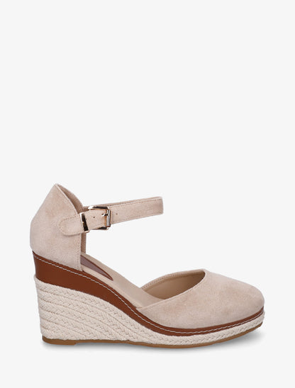 Espadrilles compensées en suédine - Beige - 1