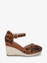 Espadrilles compensées en suédine imprimé léopard - Camel - 1