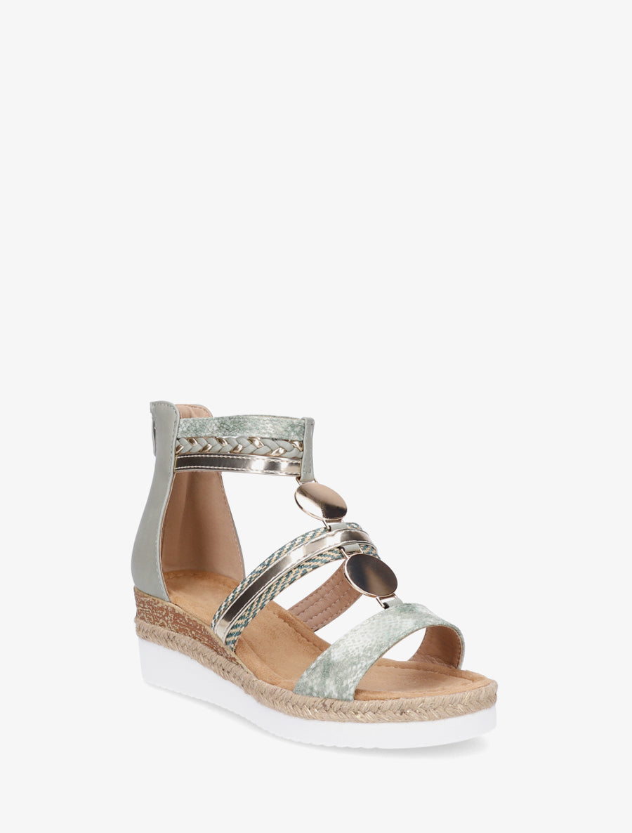Sandales compensées à brides dépareillées - Vert - 2