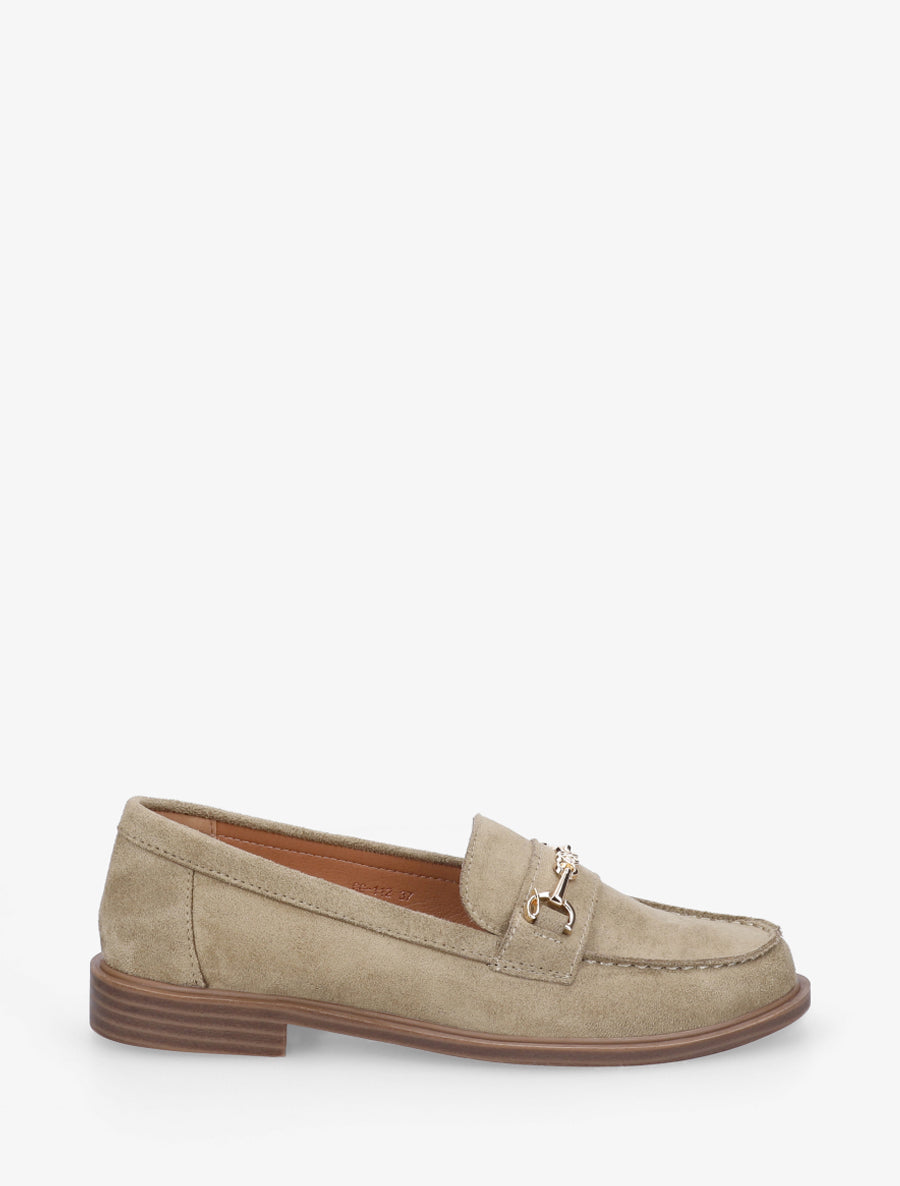 Mocassins en suédine à boucle métallique - Kaki - 1