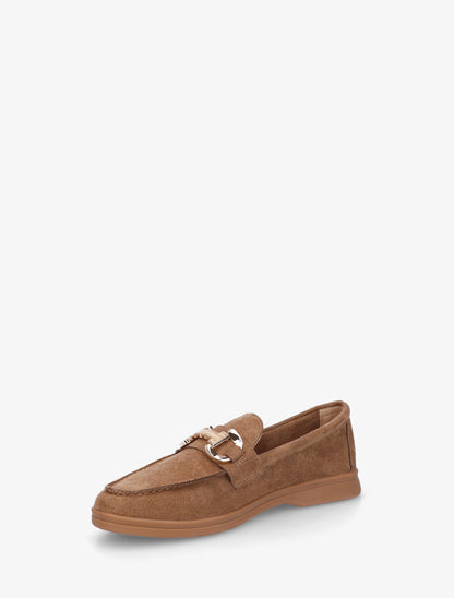 Mocassins en suédine à boucle et semelle plate - Camel - 3