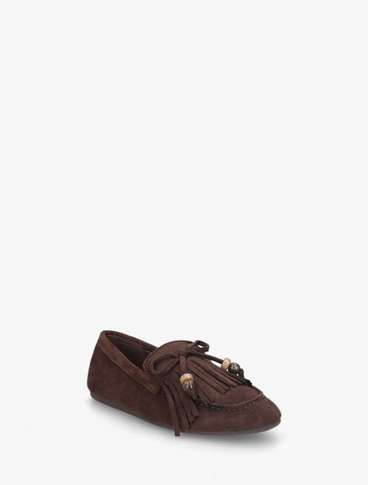 Mocassins frangés en suédine - Marron - 2