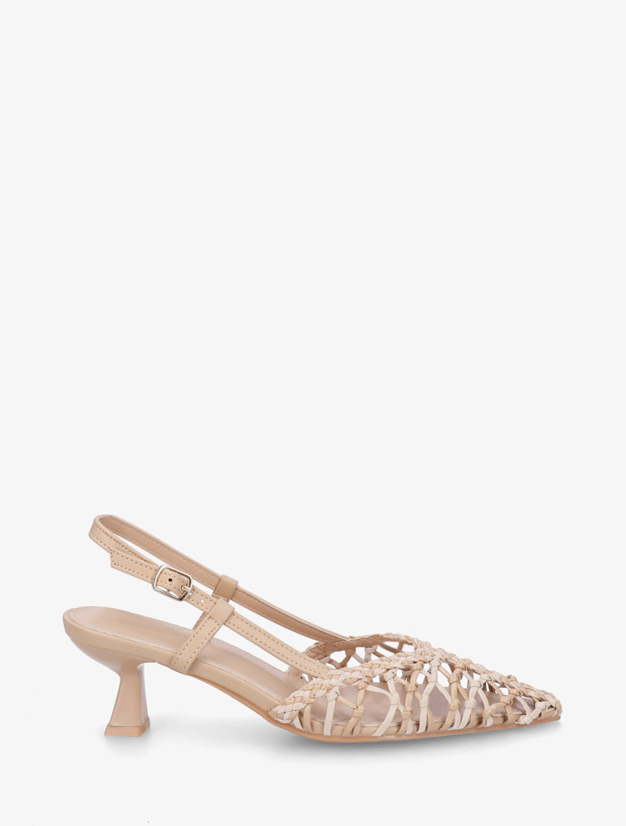 Escarpins tressés en simili - Beige - 1