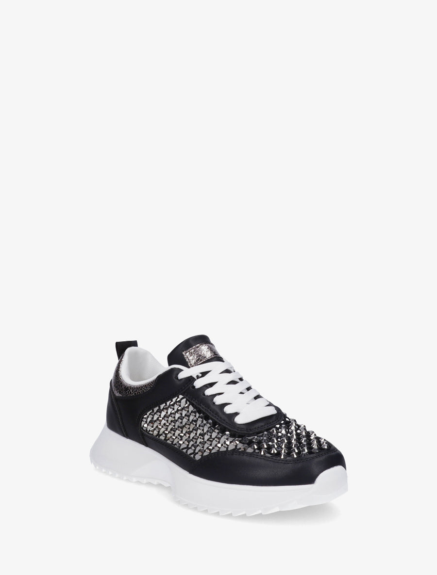 Sneakers ajourées à strass - Noir - 2