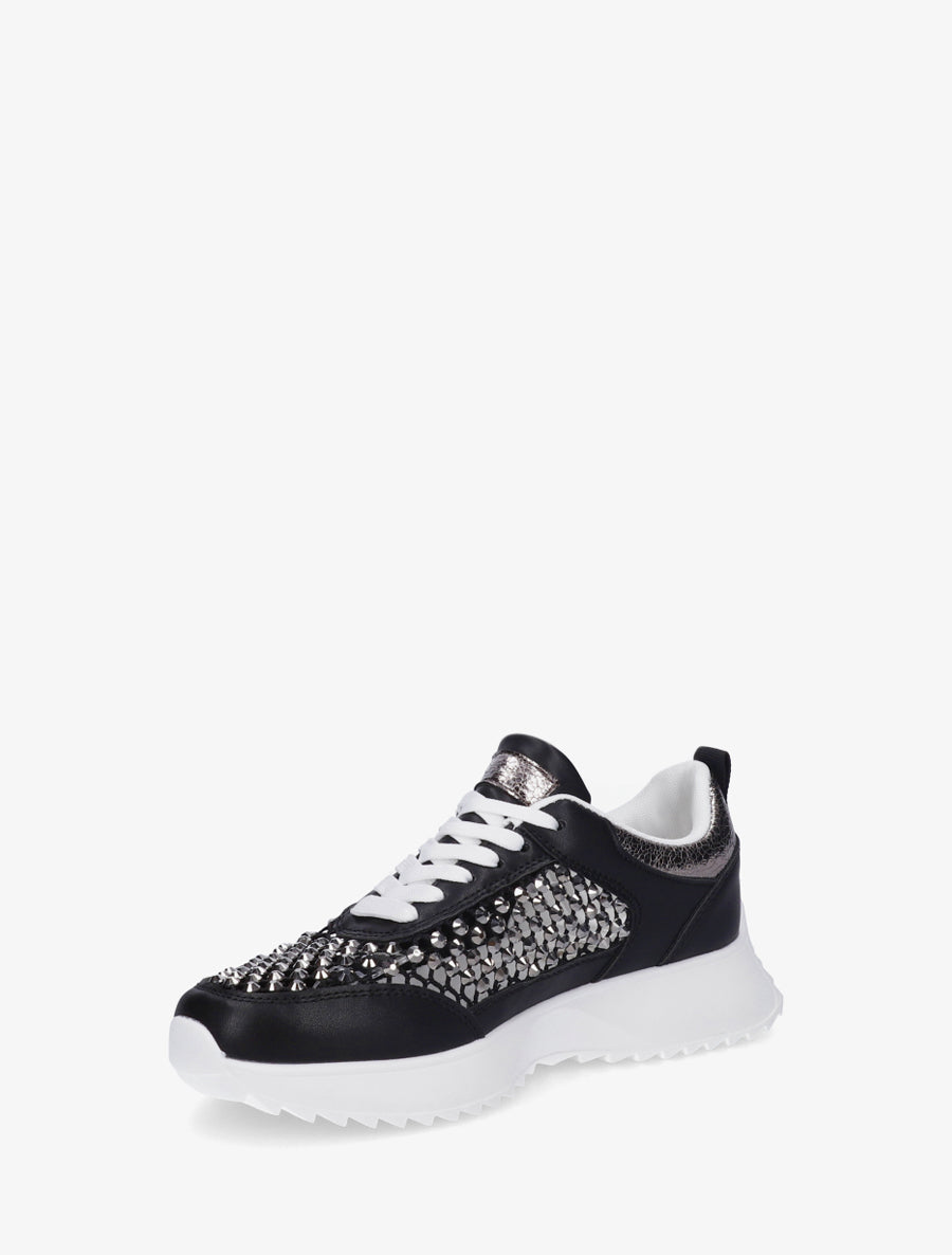 Sneakers ajourées à strass - Noir - 3