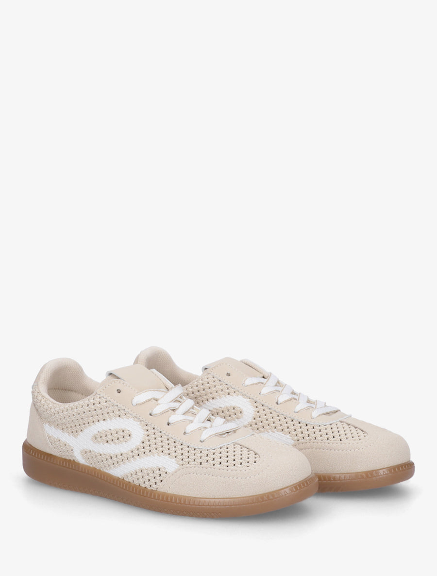 Baskets en tissu à motif graphique - Beige - 4