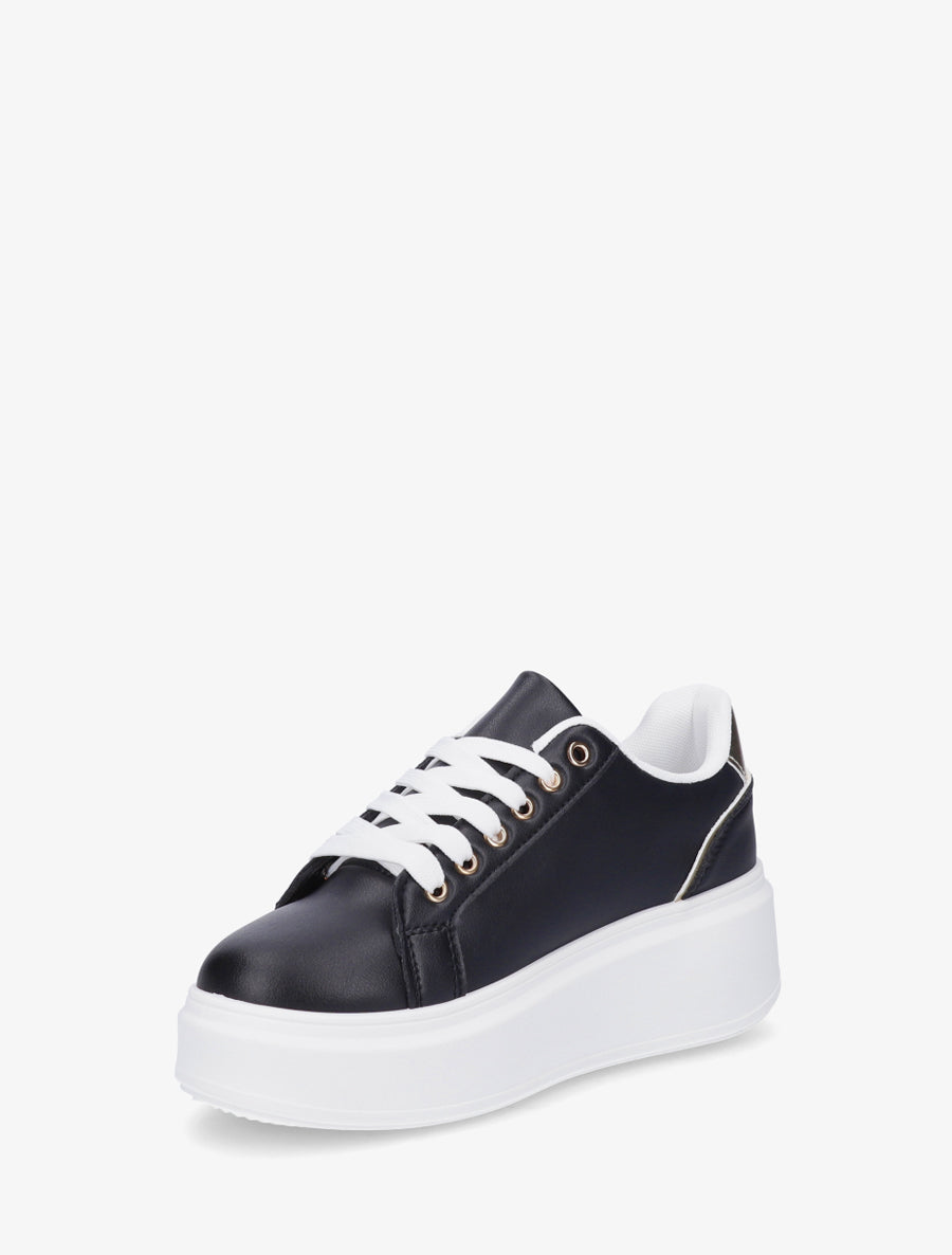 Baskets à semelle plateforme et oeillets - Noir - 3