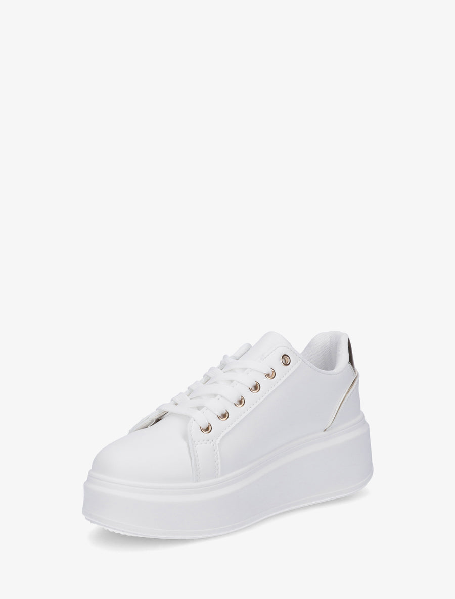 Baskets à semelle plateforme et oeillets - Or - 3