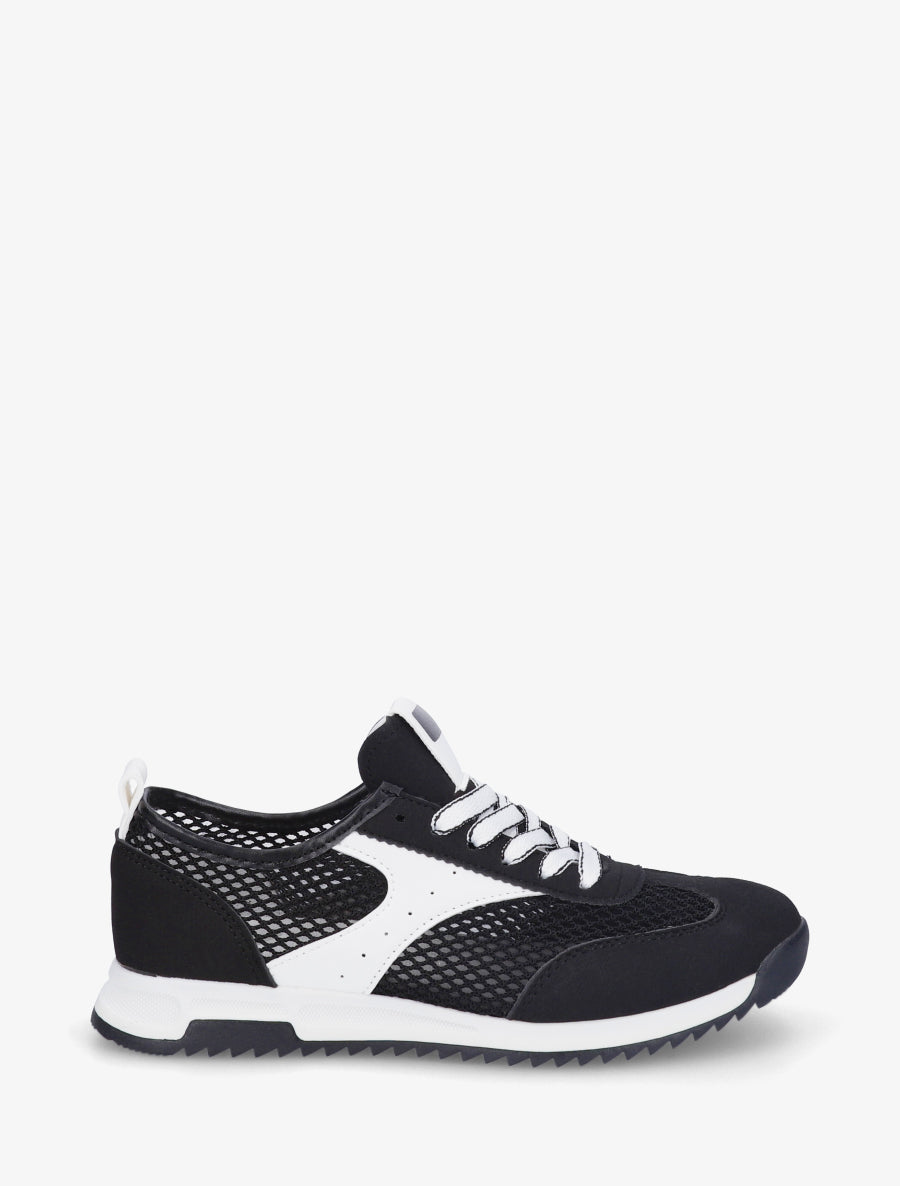 Baskets bi-matière ajourées - Noir - 1