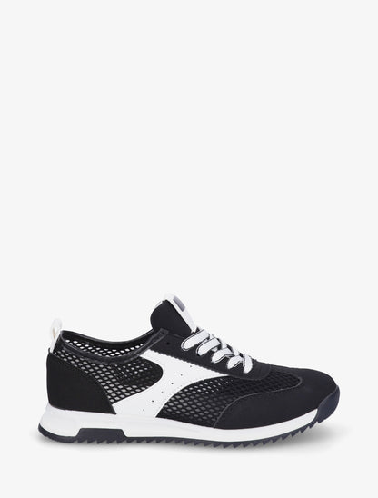 Baskets bi-matière ajourées - Noir - 1