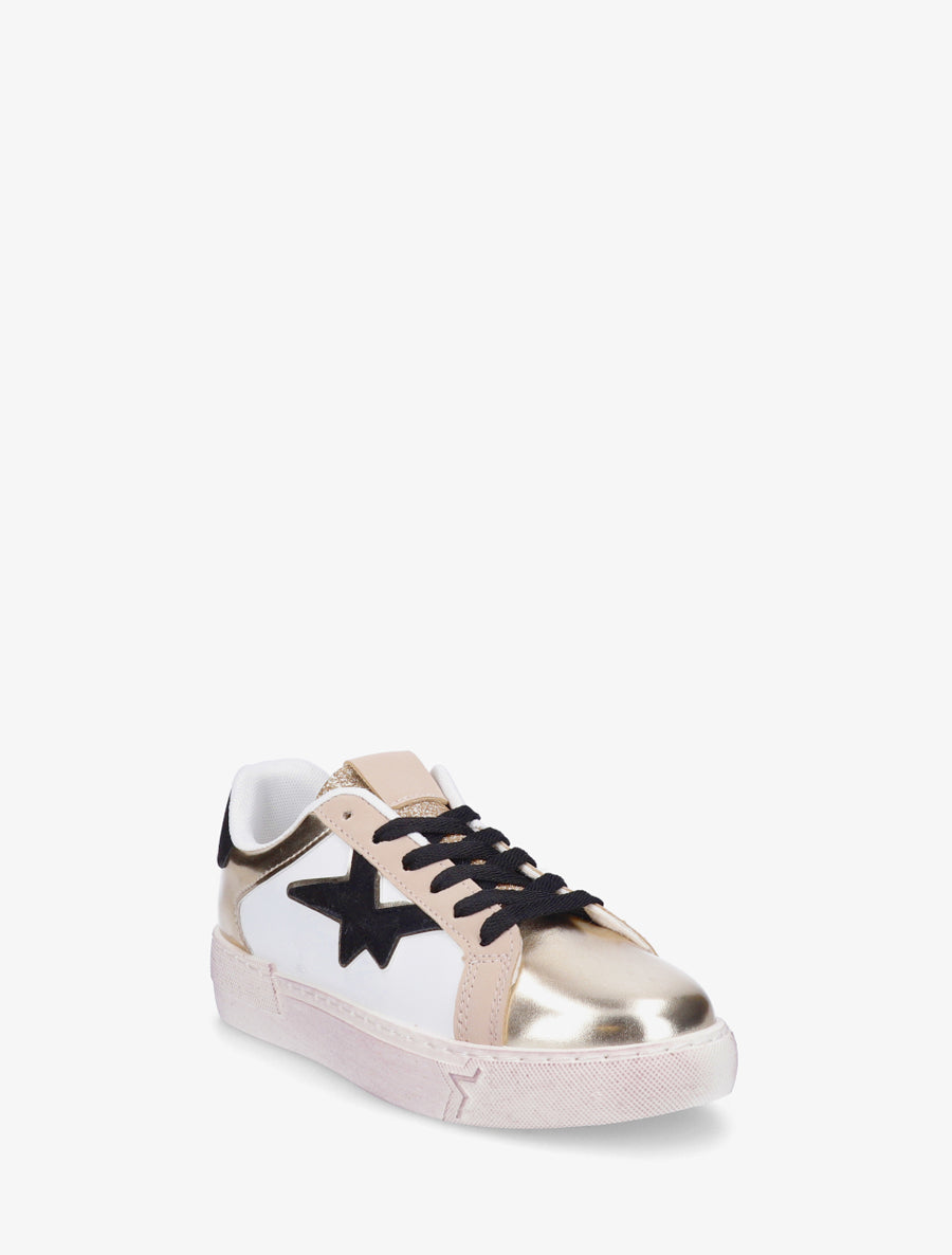 Sneakers en simili à motif étoile - Or - 2