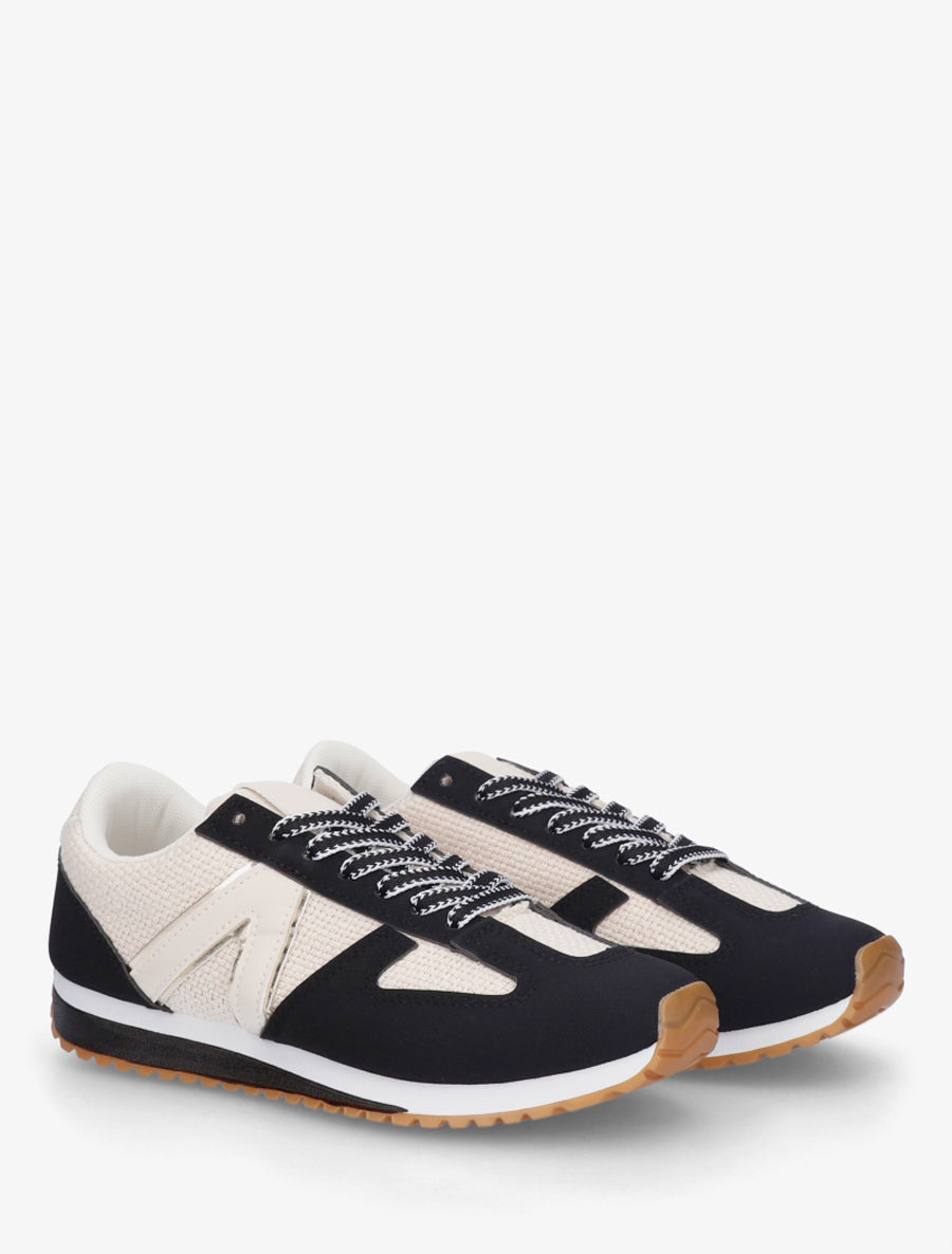 Baskets en toile tissée et simili - Noir - 4