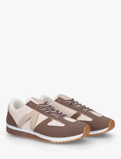 Baskets en toile tissée et simili - Marron - 4