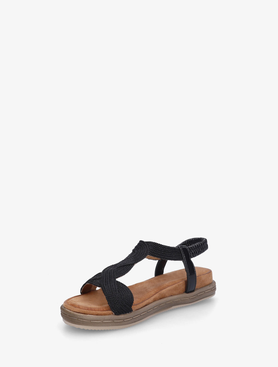 Sandales plates à cheville élastiquée - Noir - 3