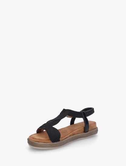 Sandales plates à cheville élastiquée - Noir - 3