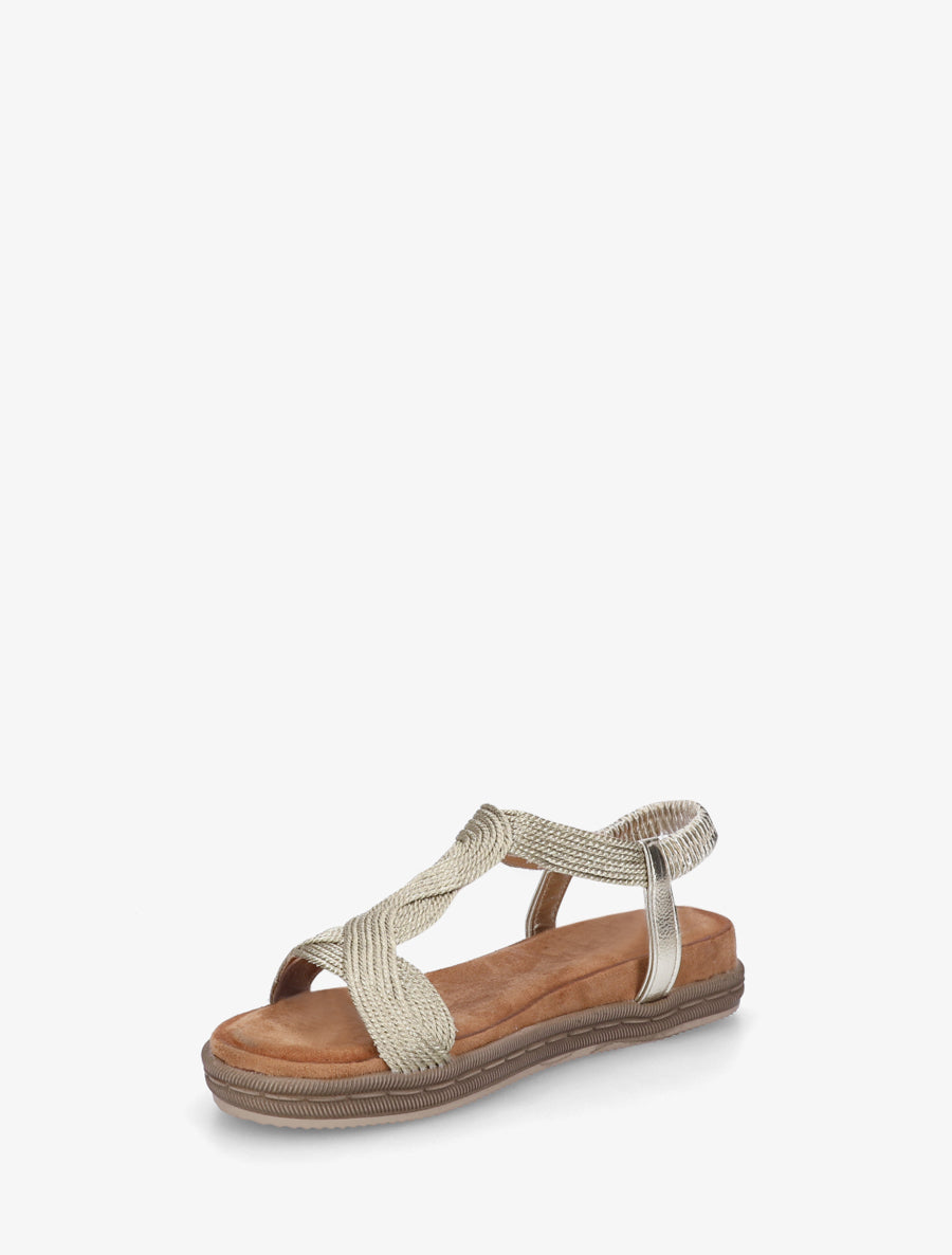 Sandales plates à cheville élastiquée - Or - 3