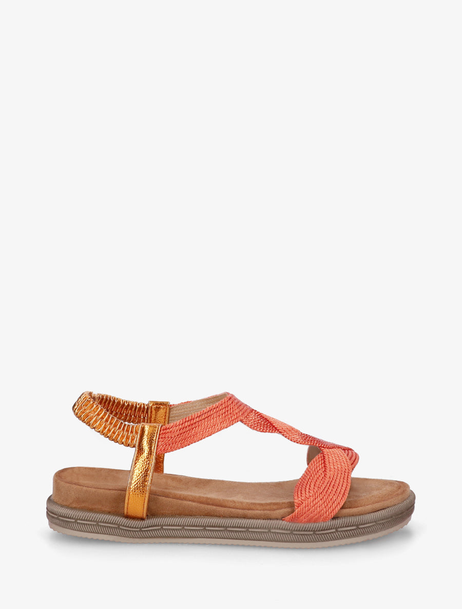 Sandales plates à cheville élastiquée - Orange - 1