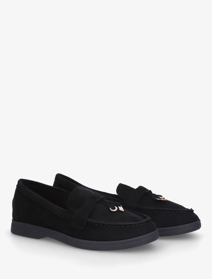 Mocassins en suédine à empiècement bijoux - Noir - 4