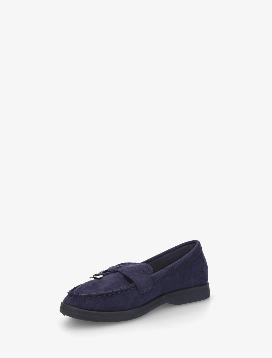 Mocassins en suédine à empiècement bijoux - Marine - 3
