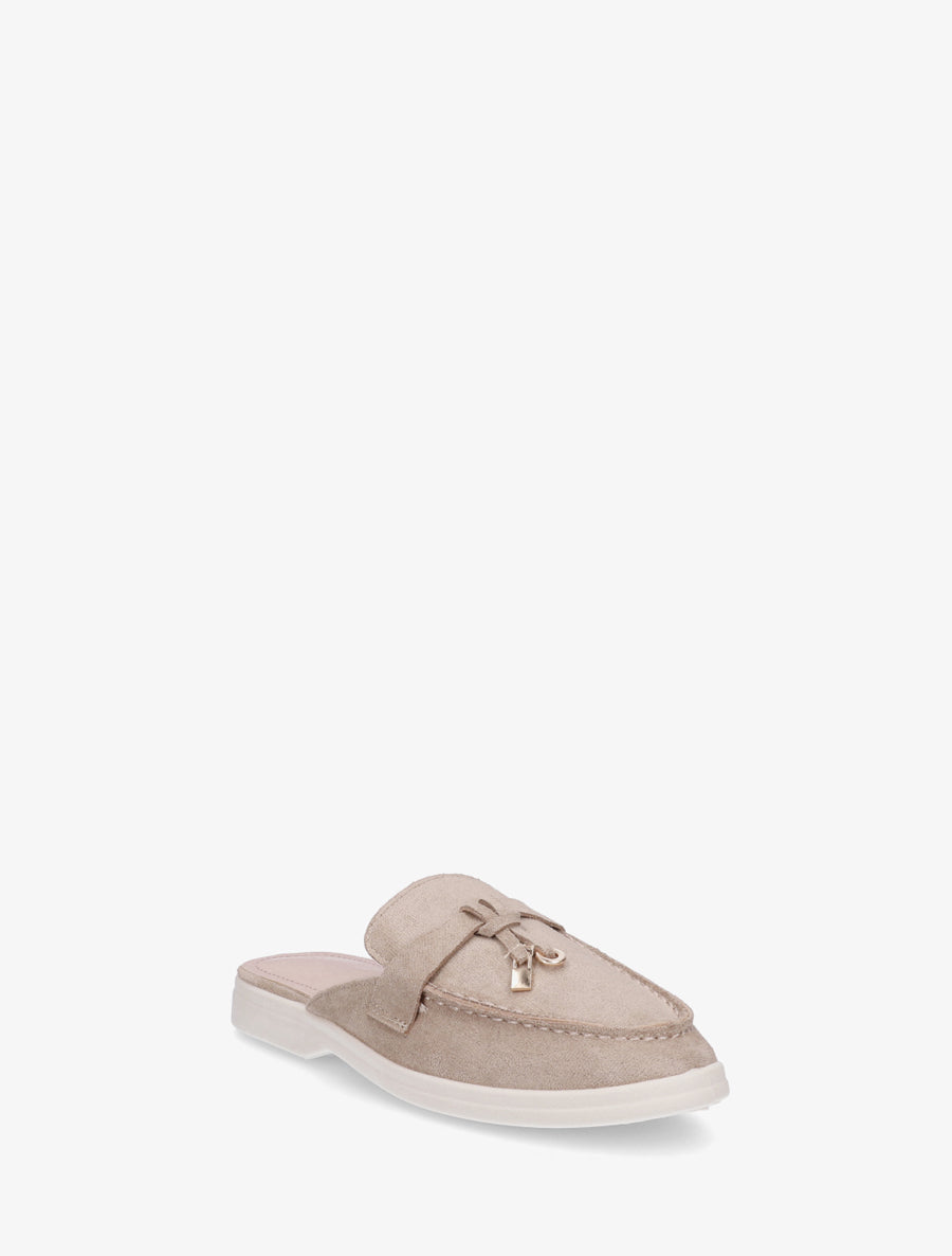 Claquettes à bout rond en suédine - Taupe - 2