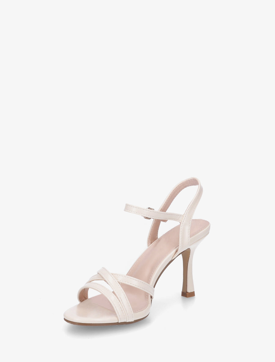 Sandales unies en simili à talon talus - Beige - 3