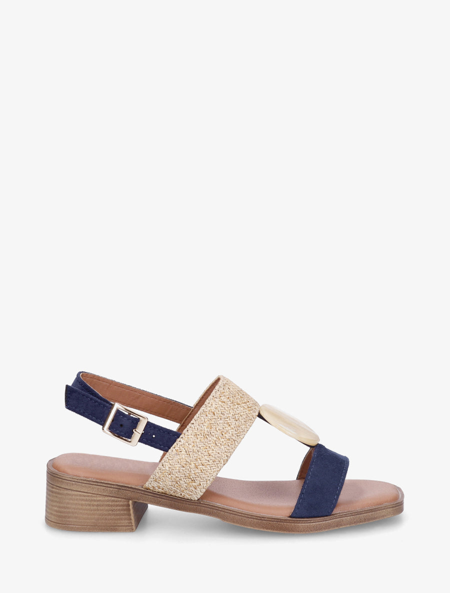 Sandales à empiècement bijou style pierre - Marine - 1