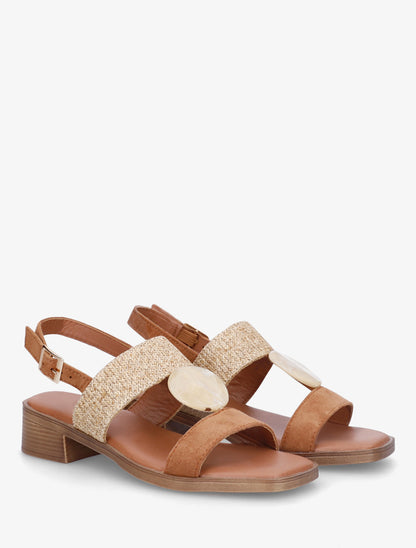 Sandales à empiècement bijou style pierre - Marron - 4