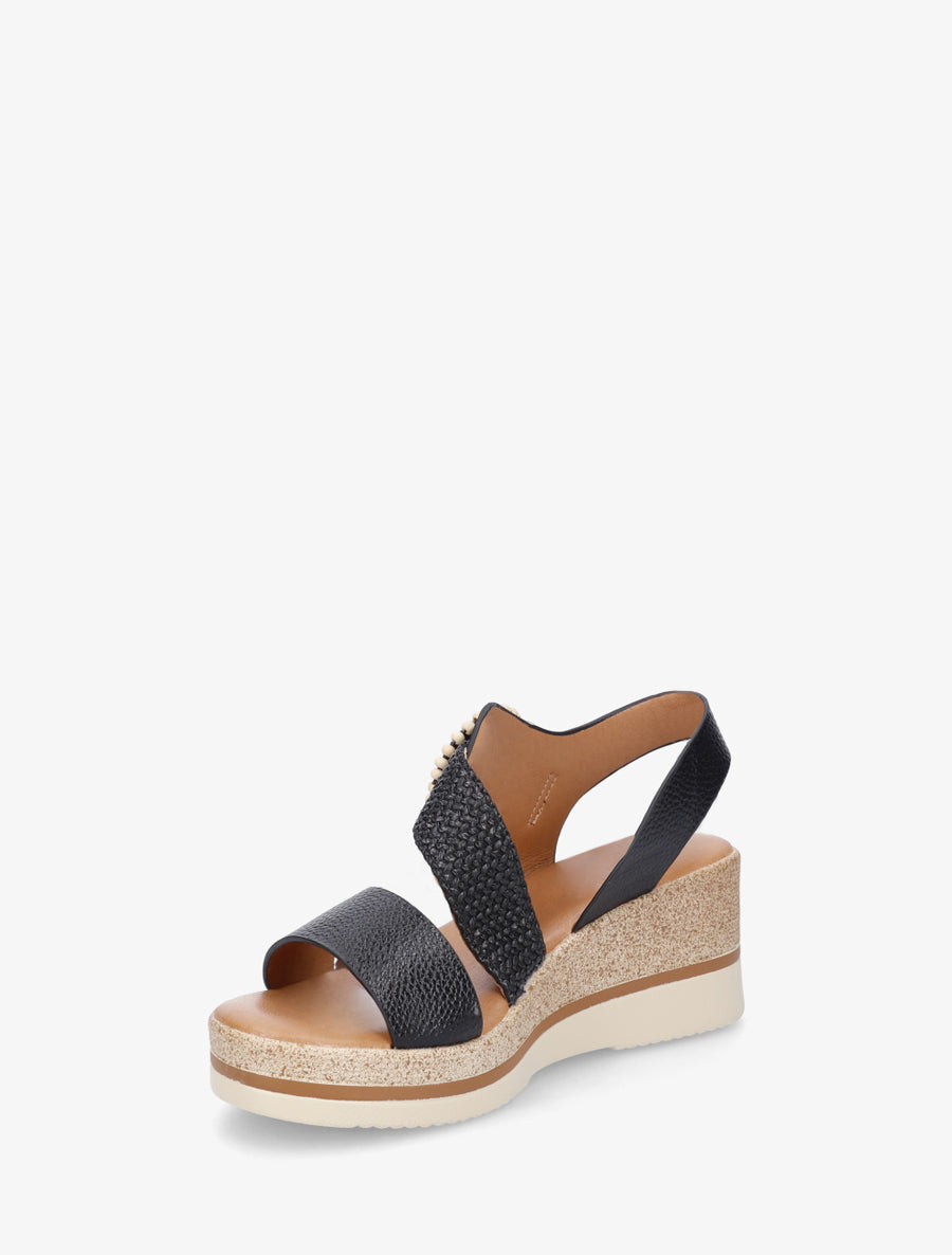 Sandales compensées à boucles stylisée - Noir - 3