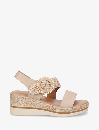 Sandales compensées à boucles stylisée - Taupe - 1