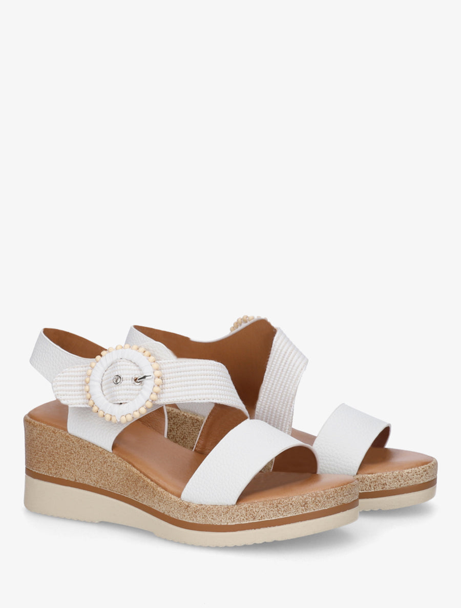 Sandales compensées à boucles stylisée - Blanc - 4