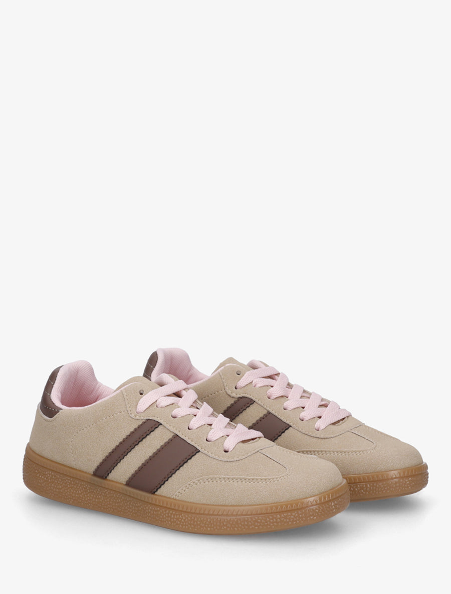 Sneakers à bandes contrastantes - Taupe - 4