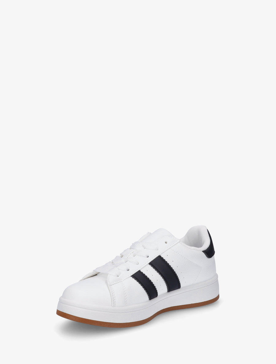 Sneakers plates à bandes contrastantes - Blanc - 3