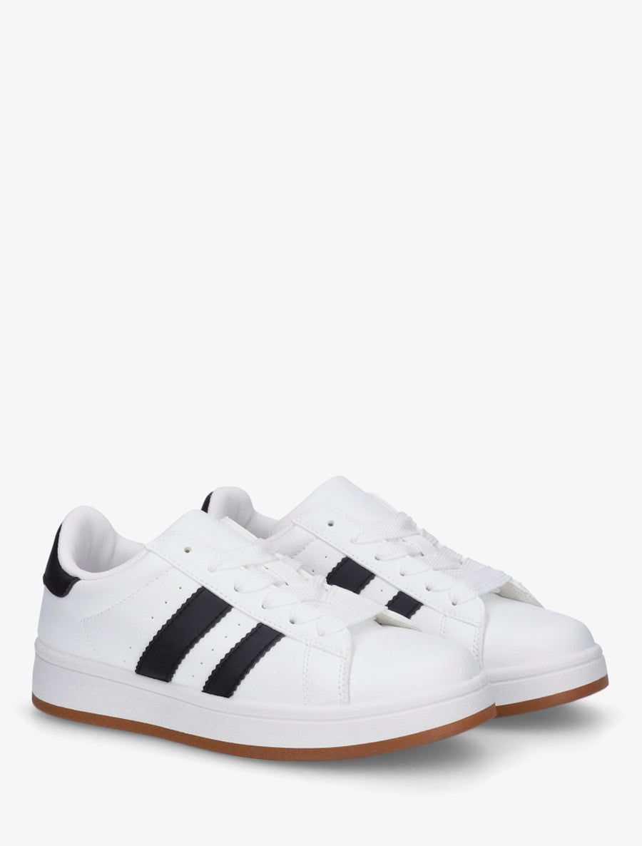 Sneakers plates à bandes contrastantes - Blanc - 4