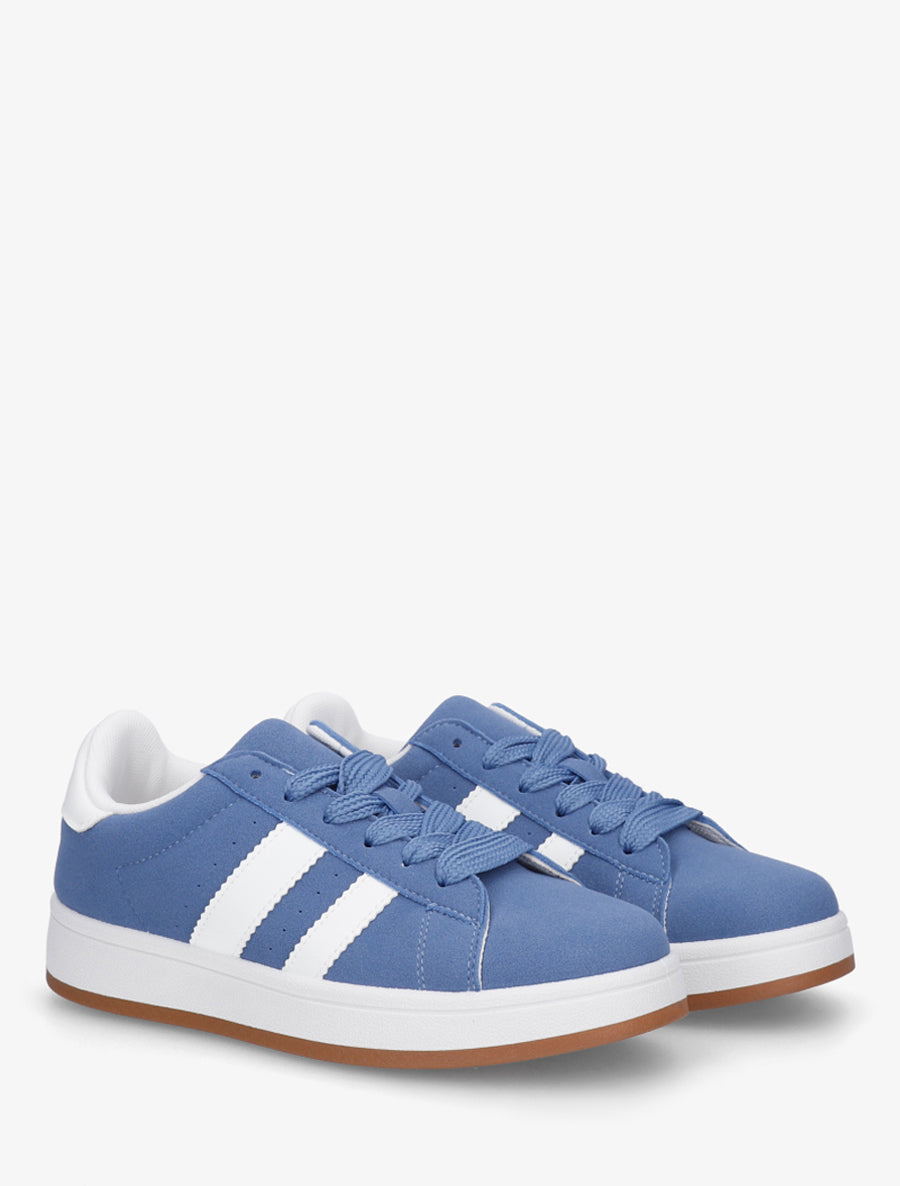 Sneakers plates à bandes contrastantes - Bleu - 4