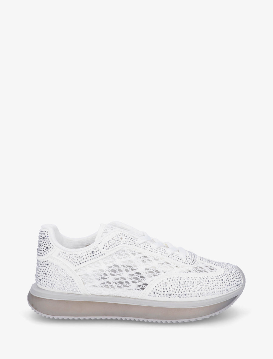 Baskets brodées à strass - Blanc - 1