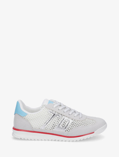 Sneakers bimatière floquées - Blanc - 1