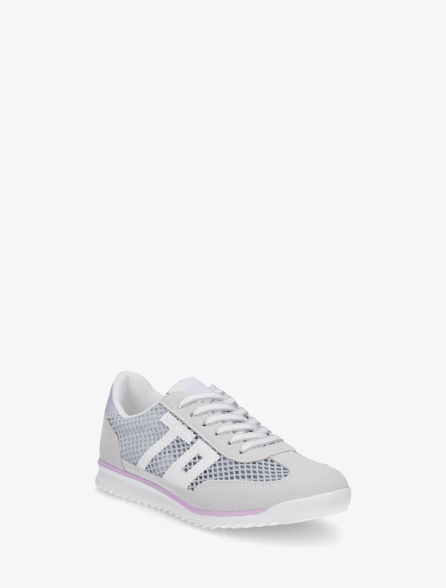 Sneakers bimatière floquées - Gris - 2