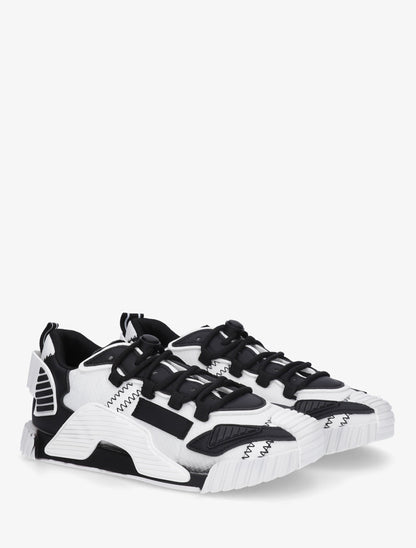 Baskets bimatière à empiècement stylisés - Noir - 4