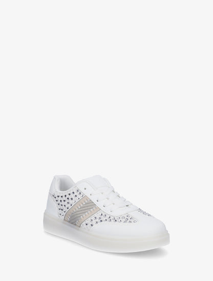 Sneakers strassées à semelle caoutchouc - Blanc - 2